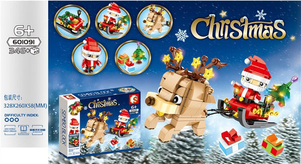 Sembo Block 601091 Christmas Santa and Reindeer on a Sledge
